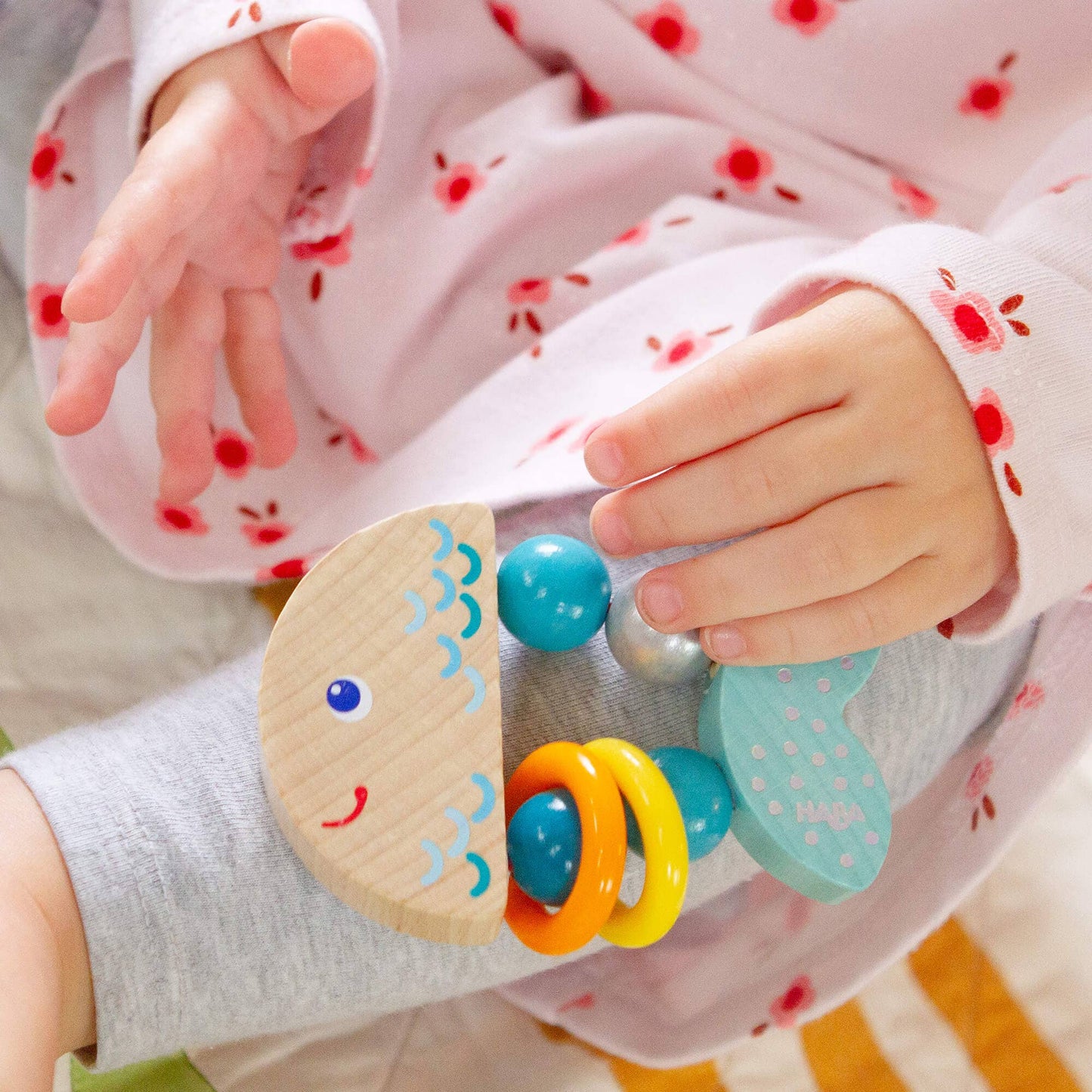 HABA USA - Rattlefish Wooden Baby Grasping Toy