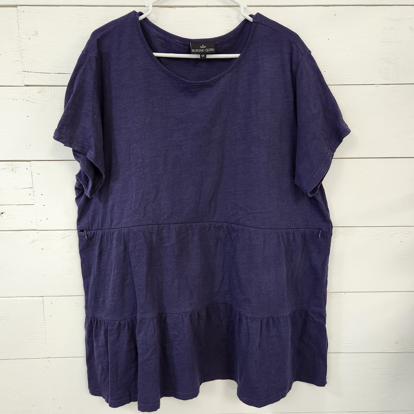 Size 1X | Nursing Queen Blue Zippered Shirt