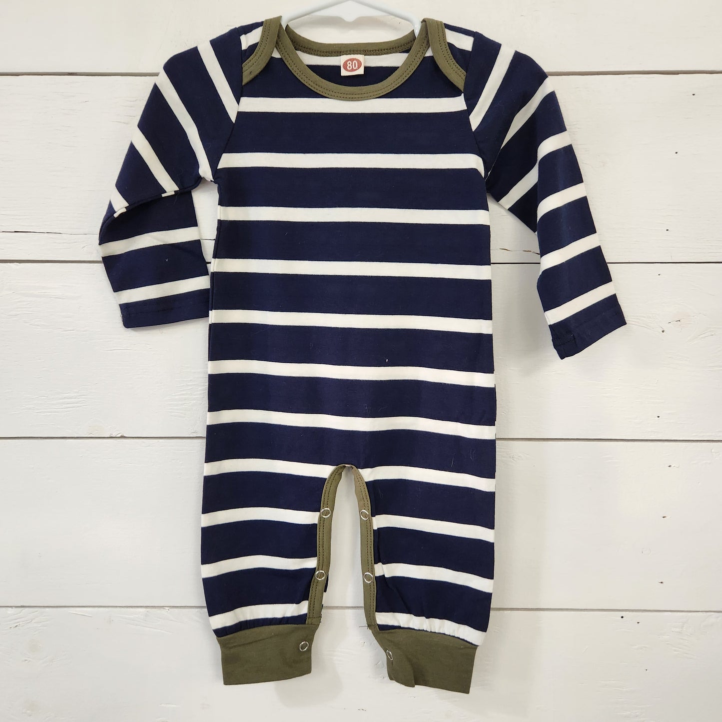Size 12-24m | Unbranded Blue & White Striped Romper