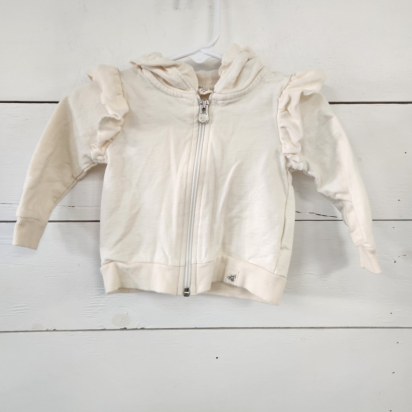 Size 3-6m | Burt's Bees Cream Ruffle Jacket