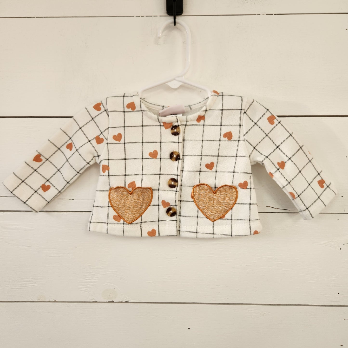 Size 6-9m | Little Lass White and Orange Heart Jacket