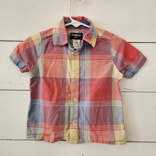 Size 12m | Oshkosh Plaid Button Down Striped Shirt