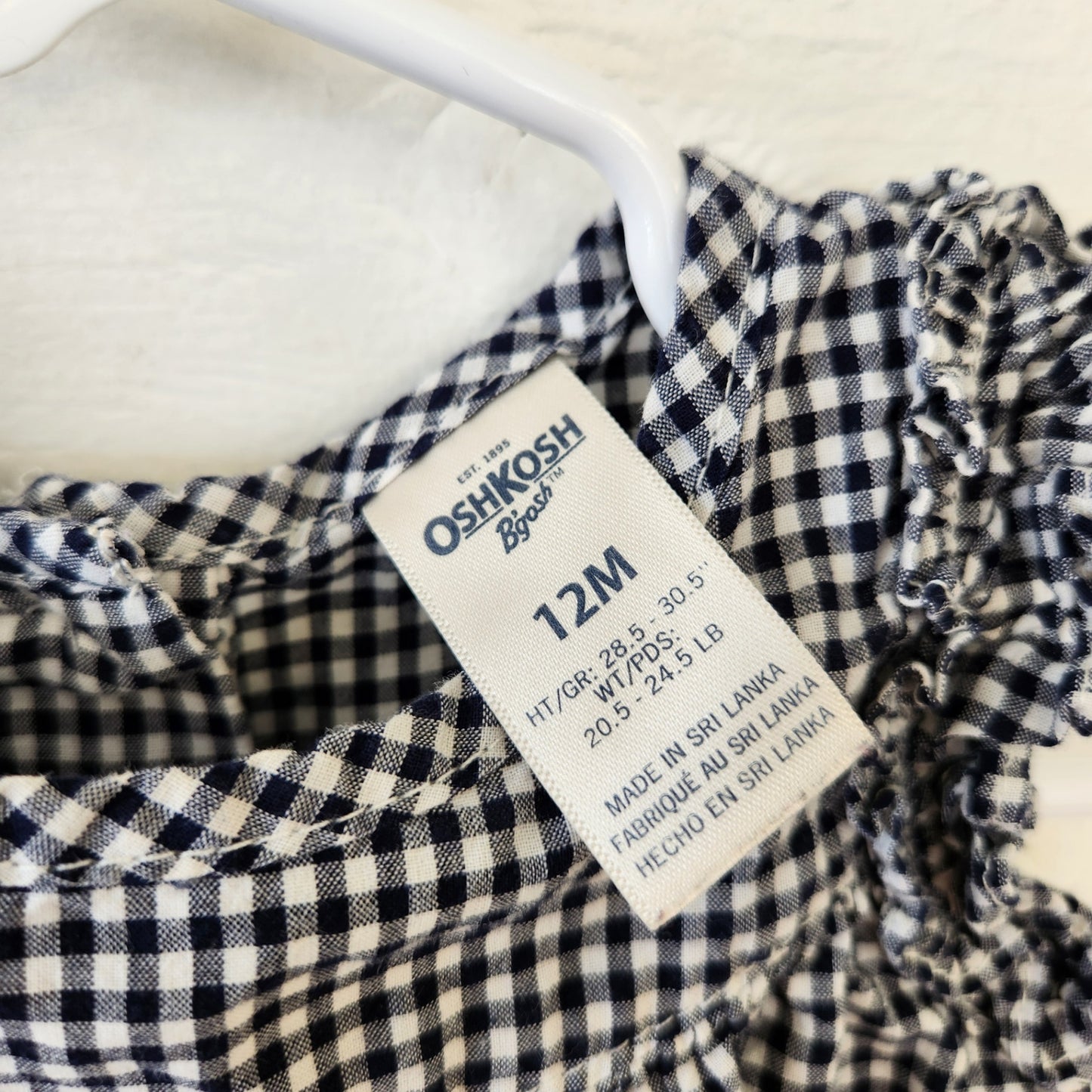 Size 12m | OshKosh B'gosh Gingham Baby Bodysuit | UBNUU