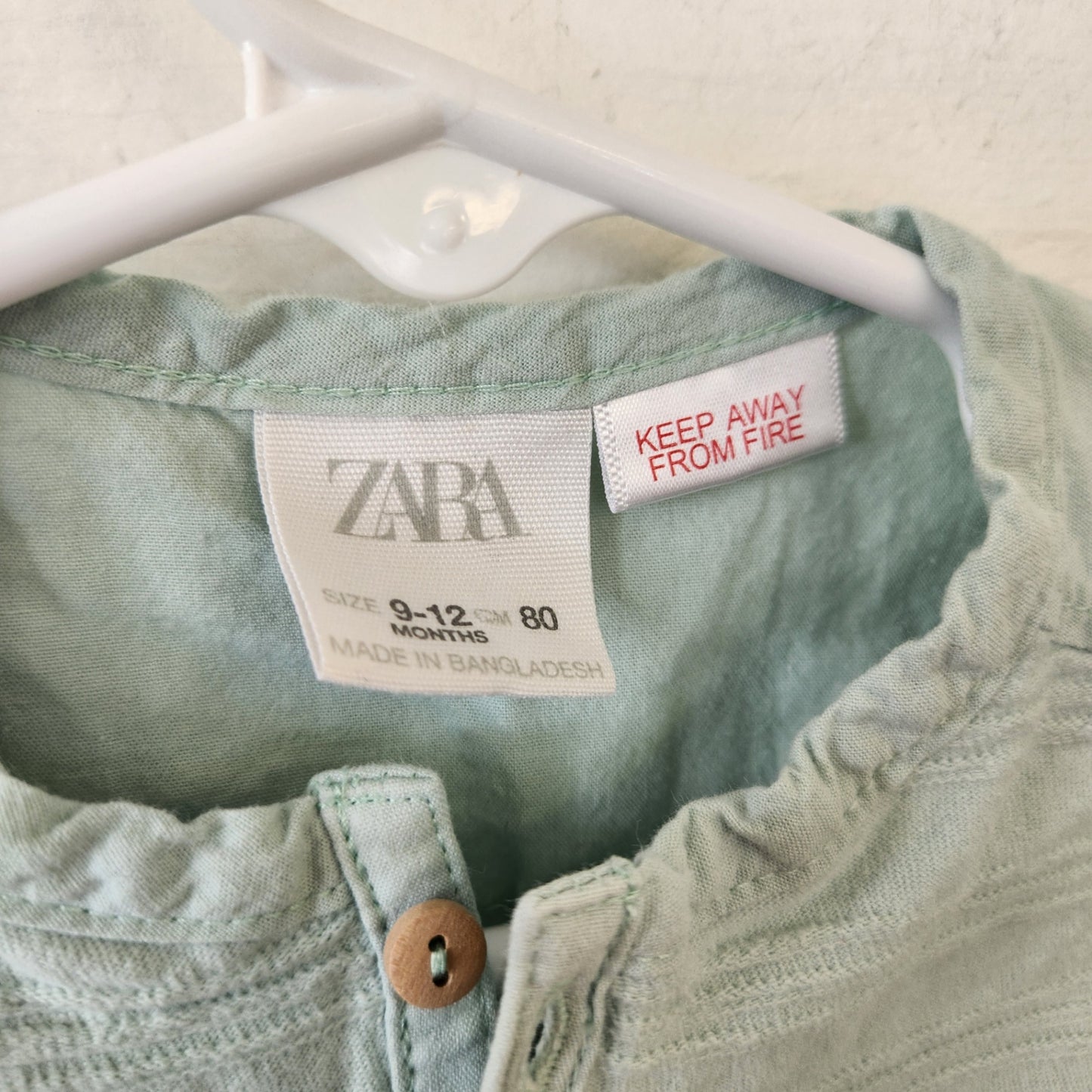 Size 9-12m | Zara Kids' Green Shirt | UBNUU
