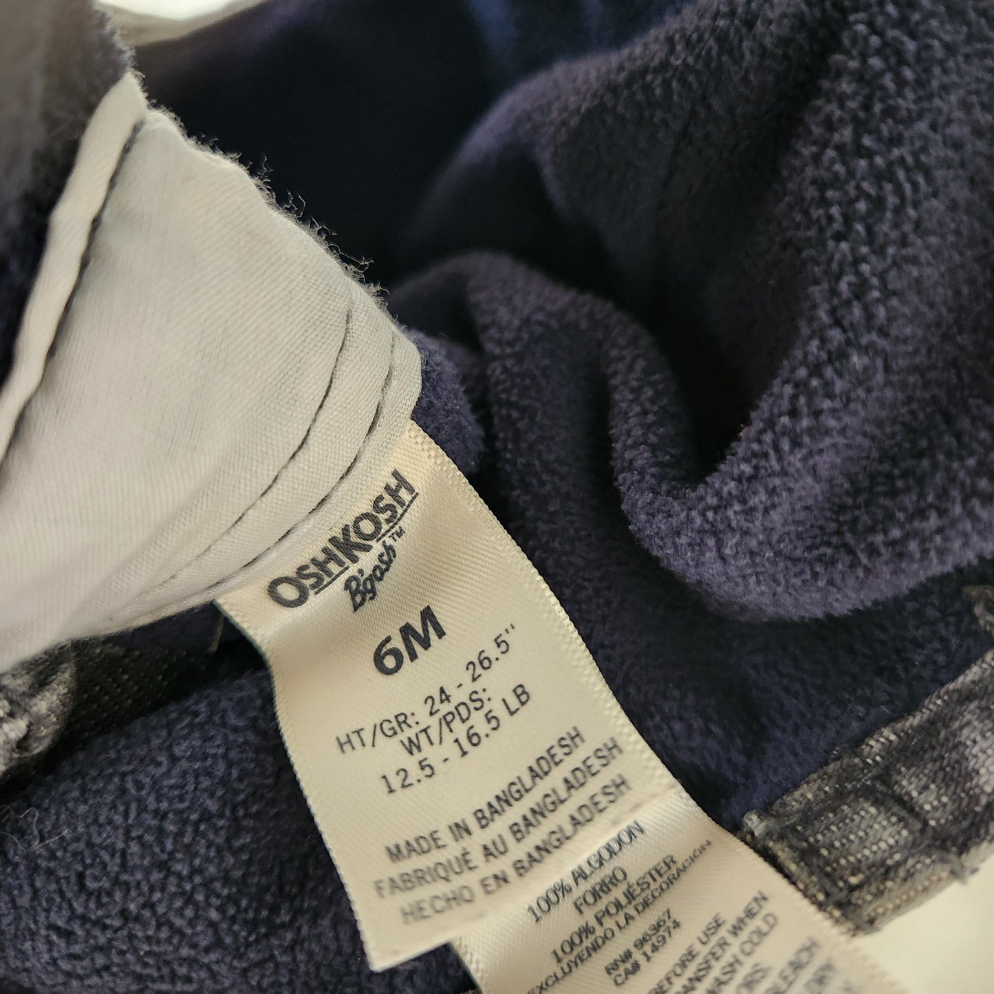Size 6m | OshKosh Fleece Lined Overalls | UBNUU