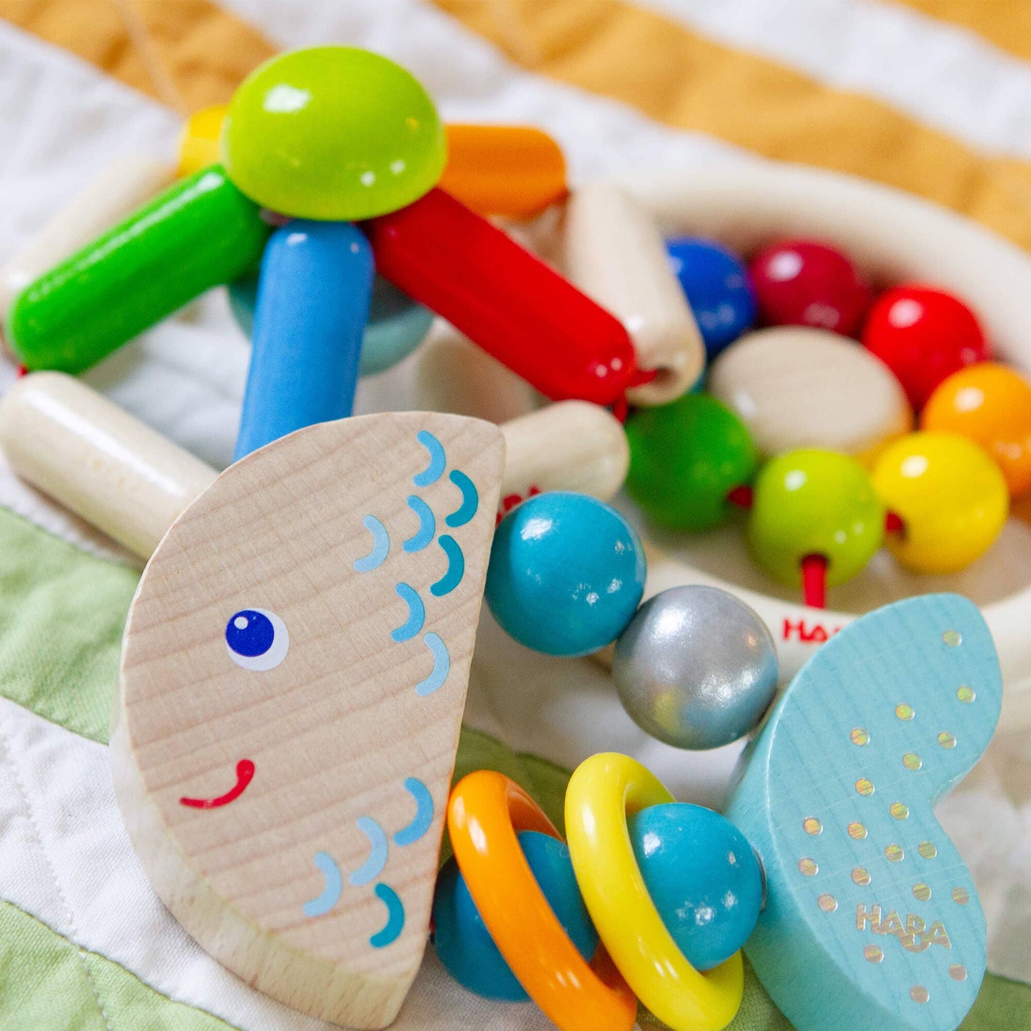 HABA USA - Rattlefish Wooden Baby Grasping Toy