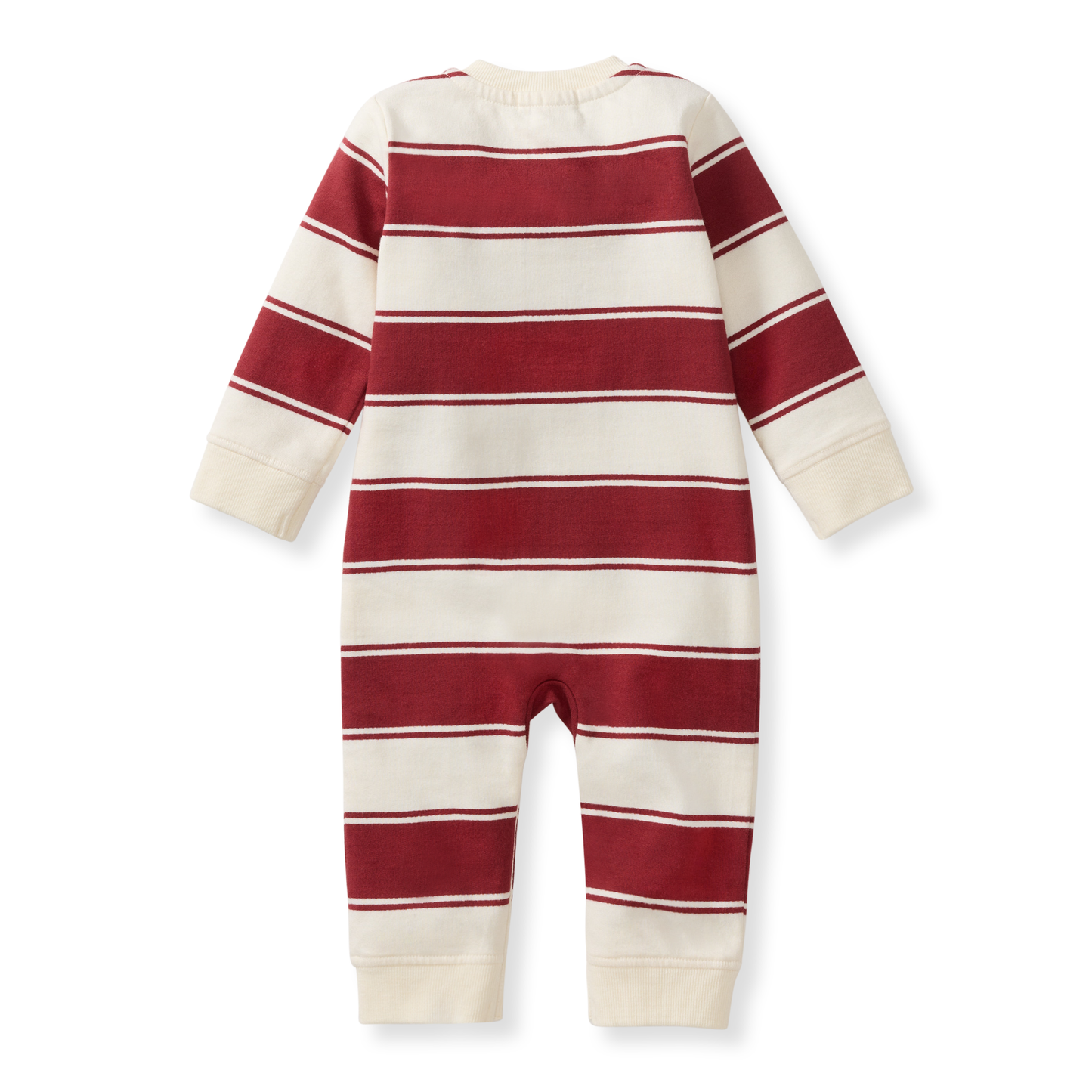 Rugby Peace Stripe Jumpsuit by Burt`s Bees | Brick Red