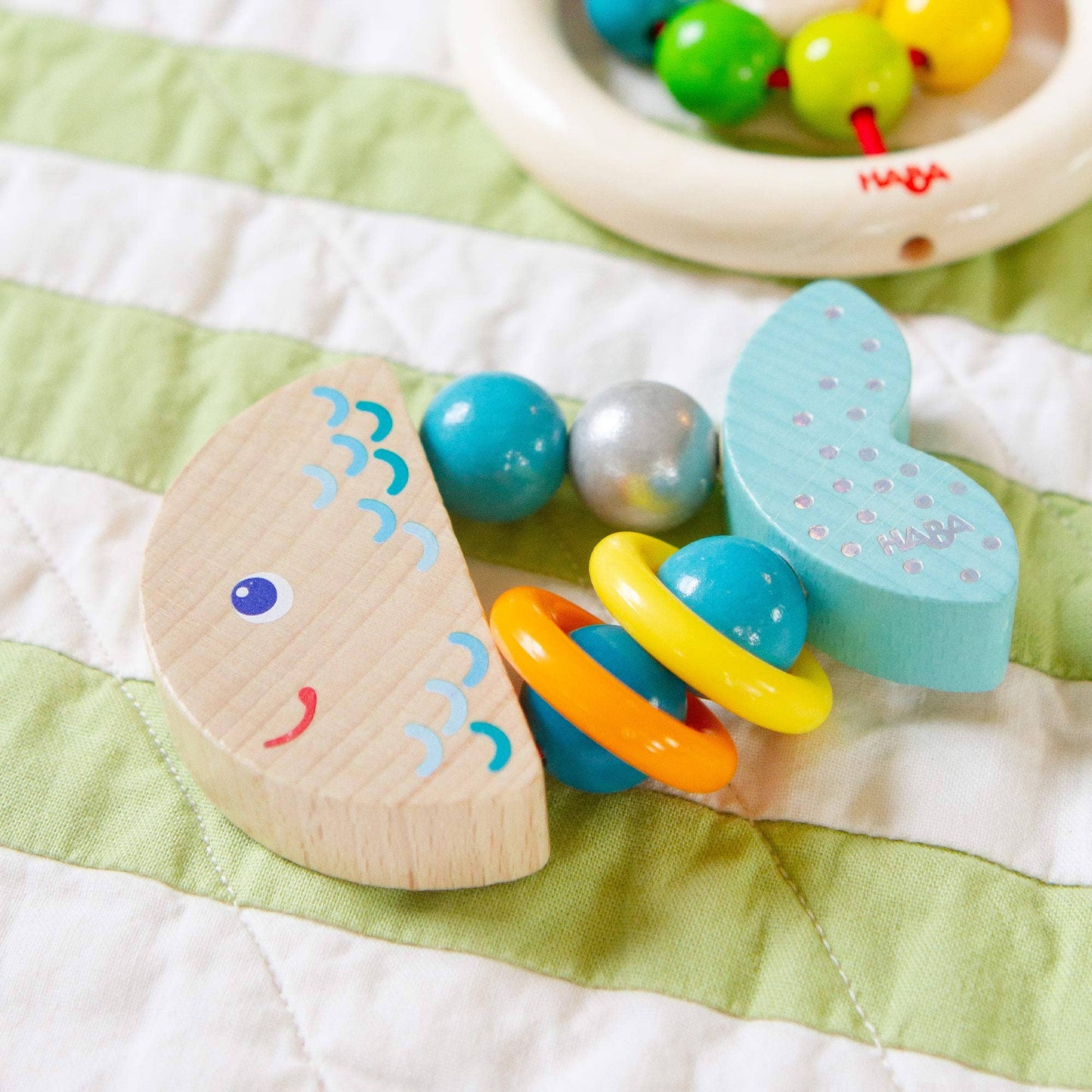 HABA USA - Rattlefish Wooden Baby Grasping Toy