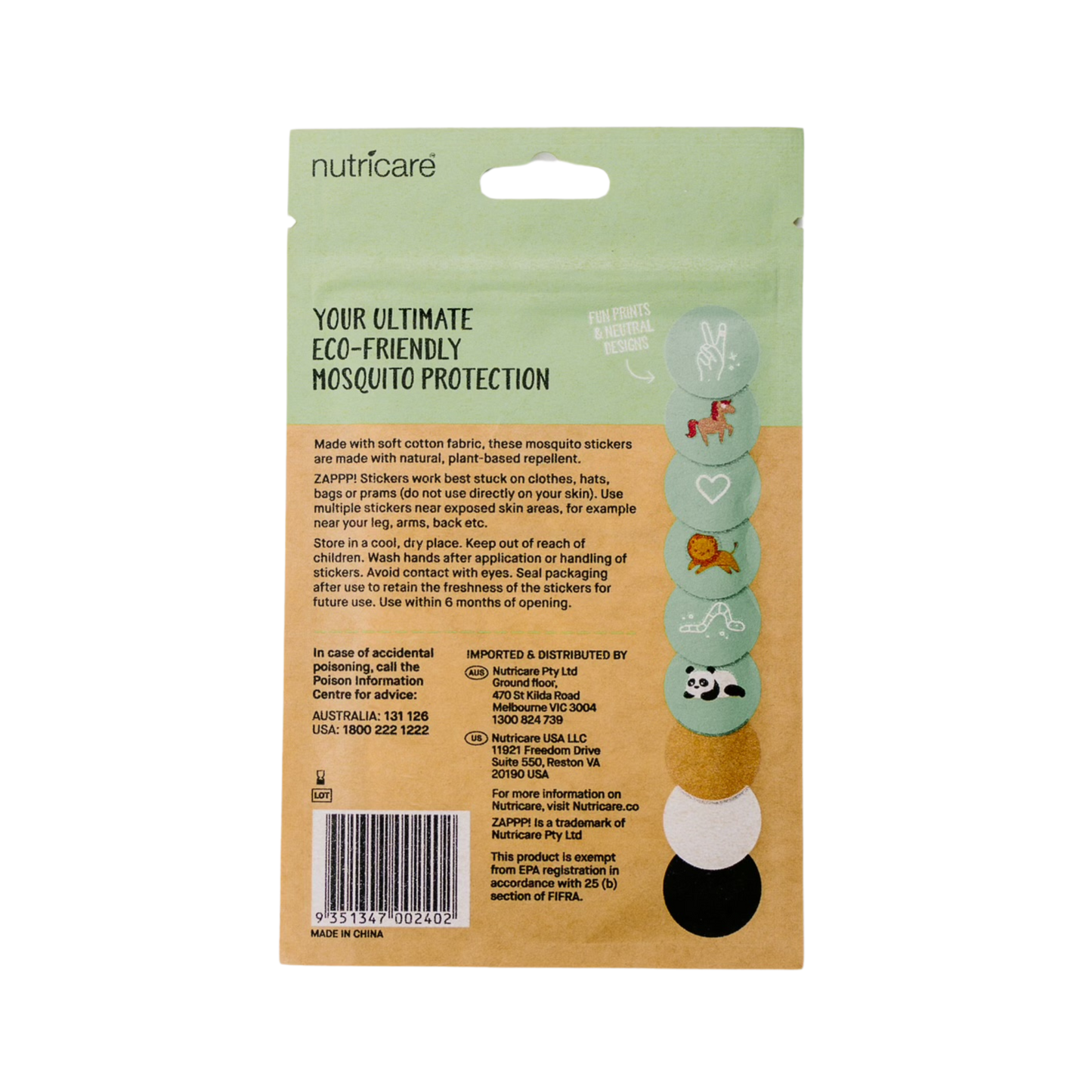 PATCH - Eco First Aid - ZAPPP! Mosquito Stickers - 30 stickers per pack
