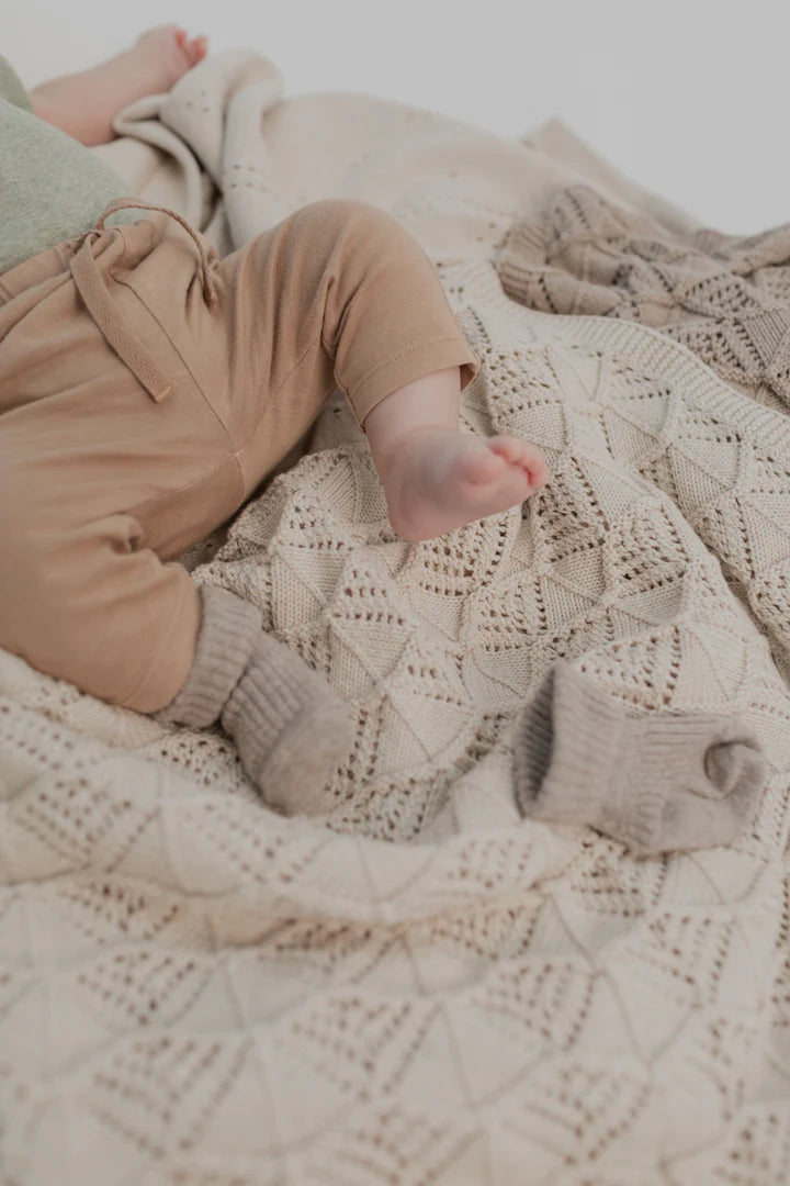 Knitted Blanket by BIBS | Wavy Vanilla