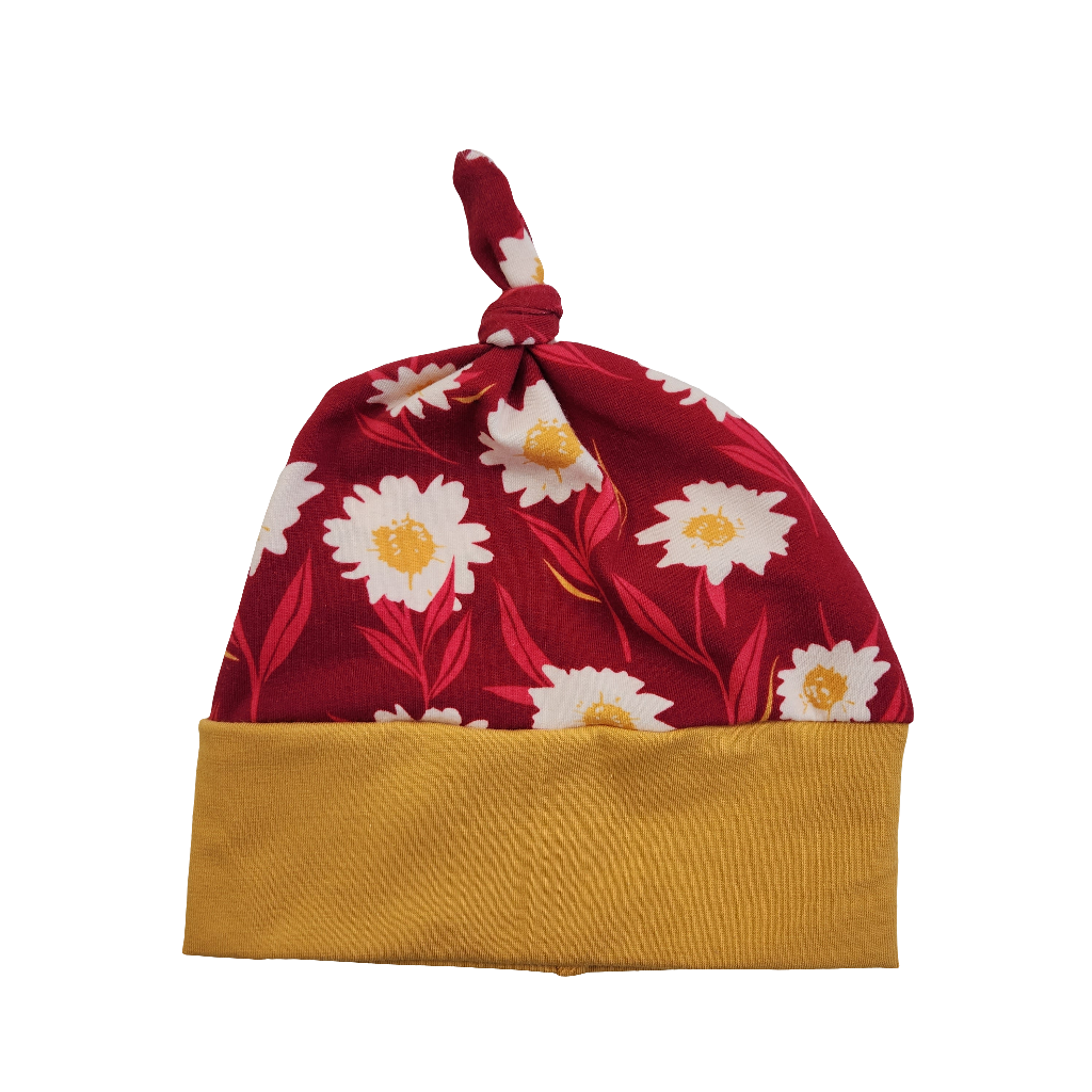 Top Knot Hat by Briar&Boone | Daisy Delight + Mustard Band
