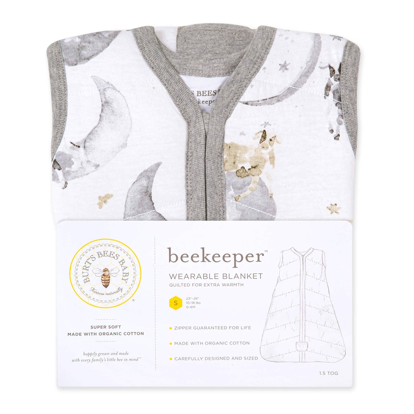 Organic Wearable Blanket | Burt's Bees Baby | Over the Moon - 1.5 TOG