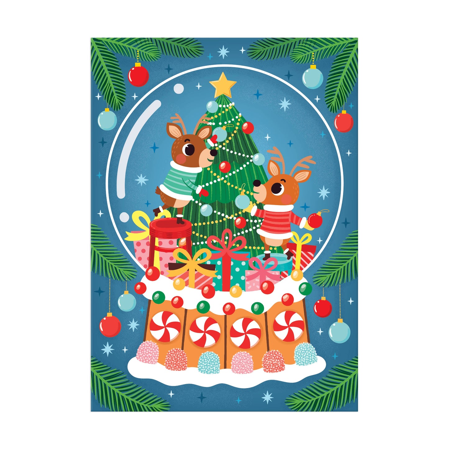 48 Piece Mini Puzzle Ornament | Reindeer Snow Globe