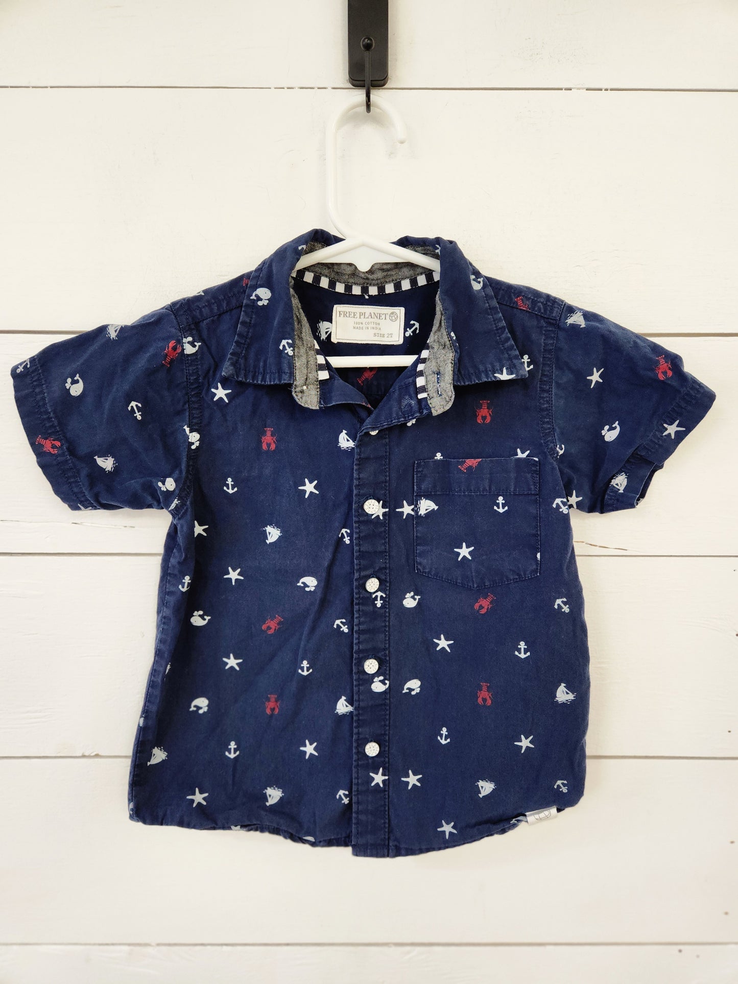 Size 2t | Free Planet Cotton Nautical Button Down