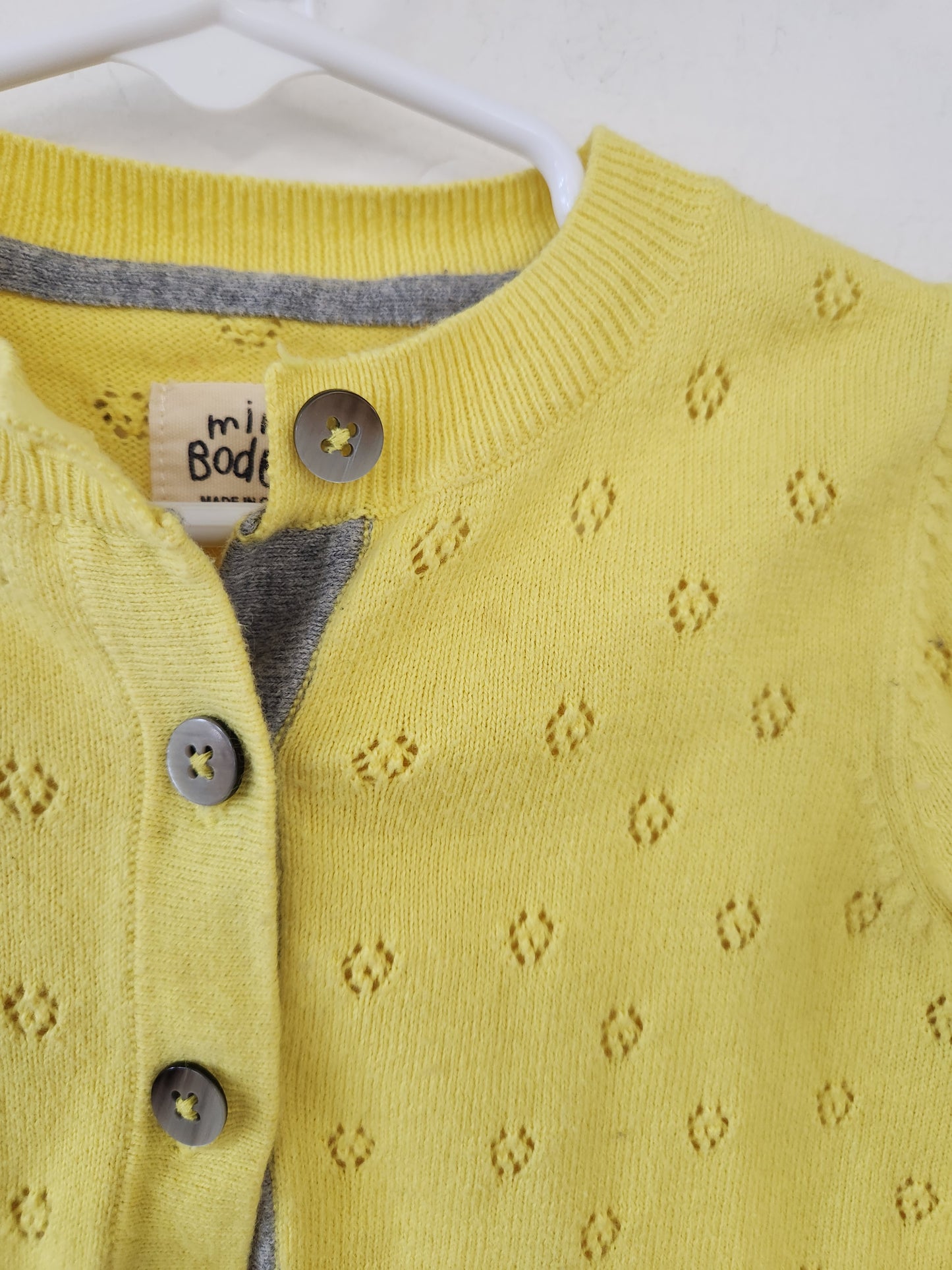 Size 1-2t | Mini Boden Yellow Cardigan *stain