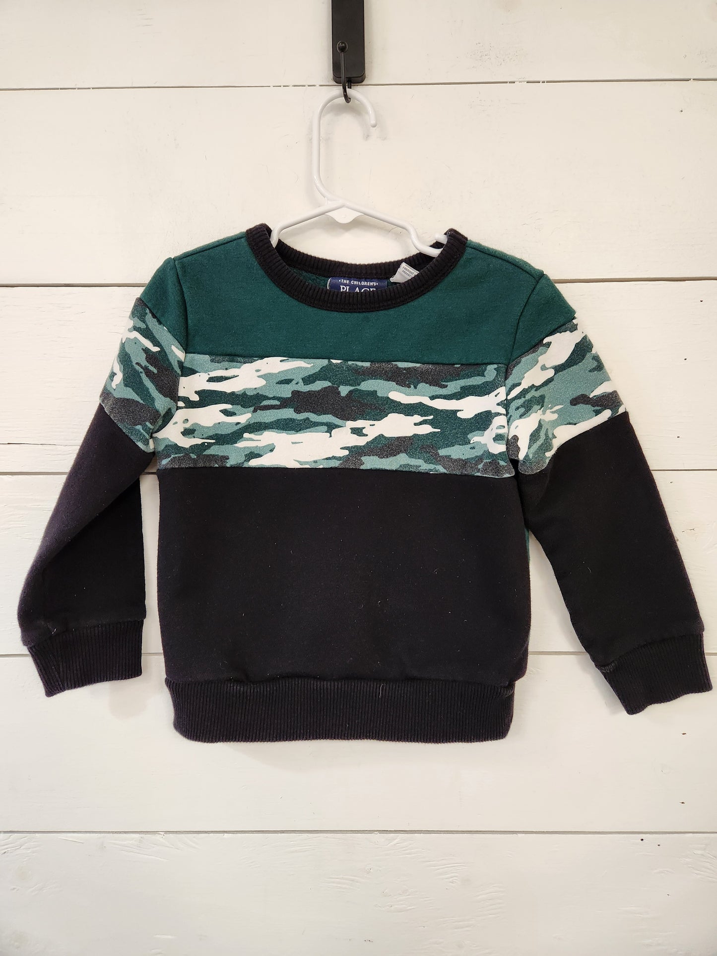 Size 3t | Place Sweater-Green/Camo