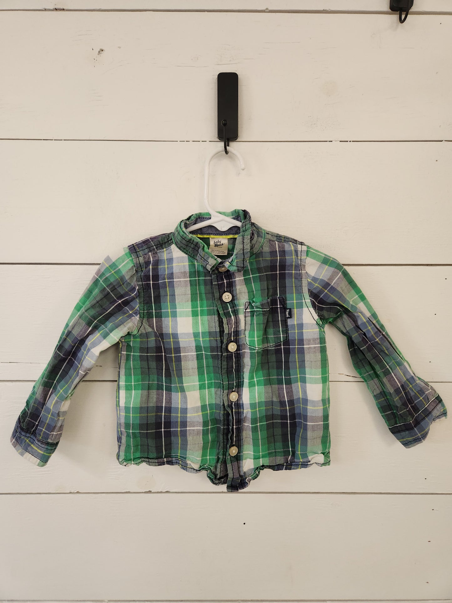 Size 24m | B'Gosh Green Plaid Button-Up Shirt