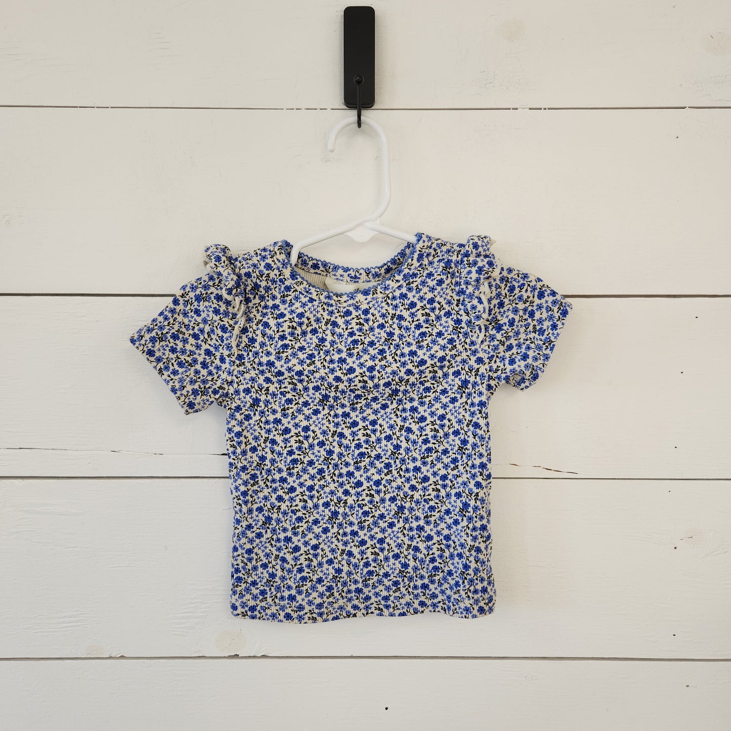 Size 2t | H&M Blue Floral Ruffle Sleeve Shirt