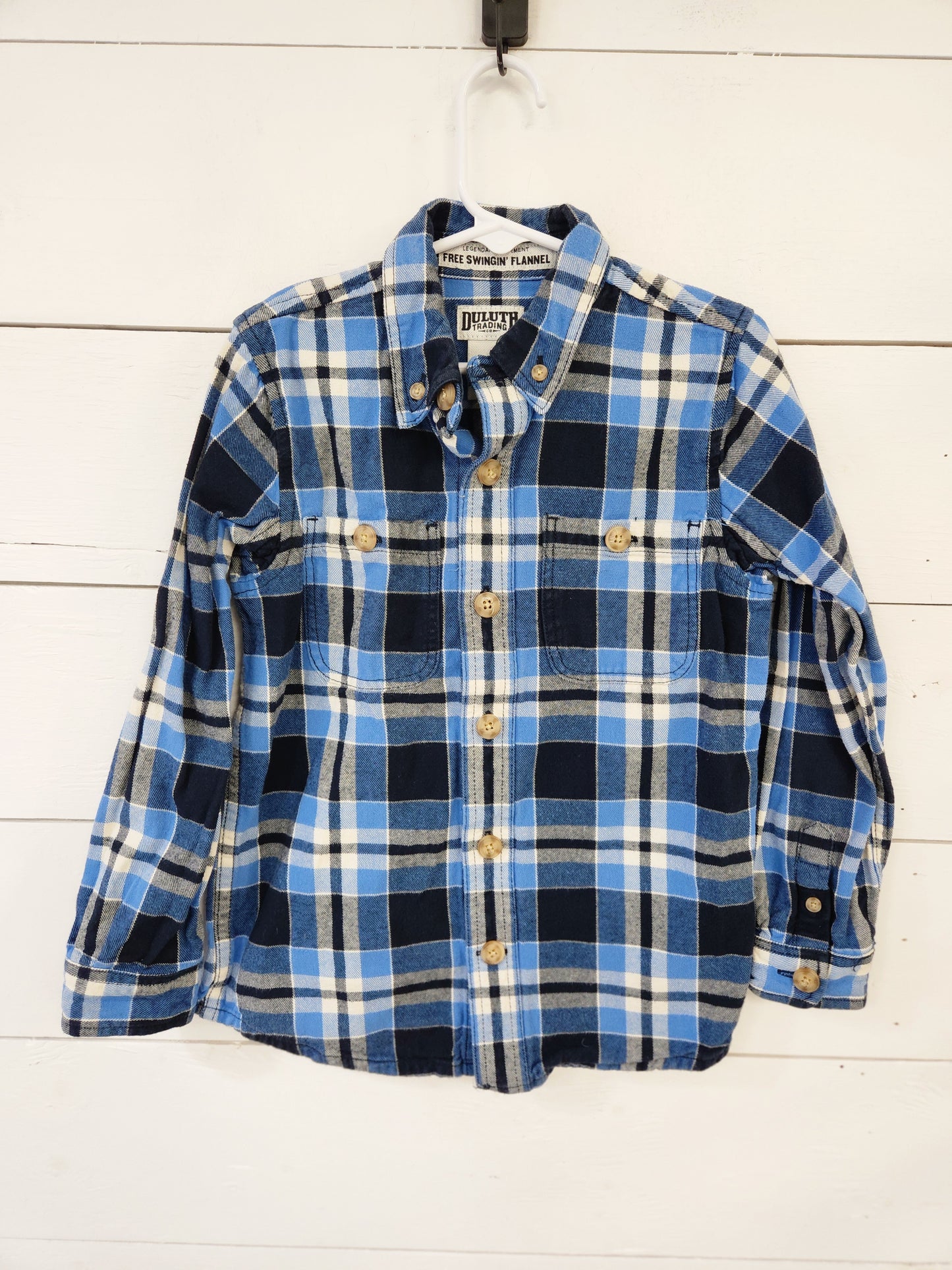 Size 6 | Duluth Plaid Button Down Shirt- Blue