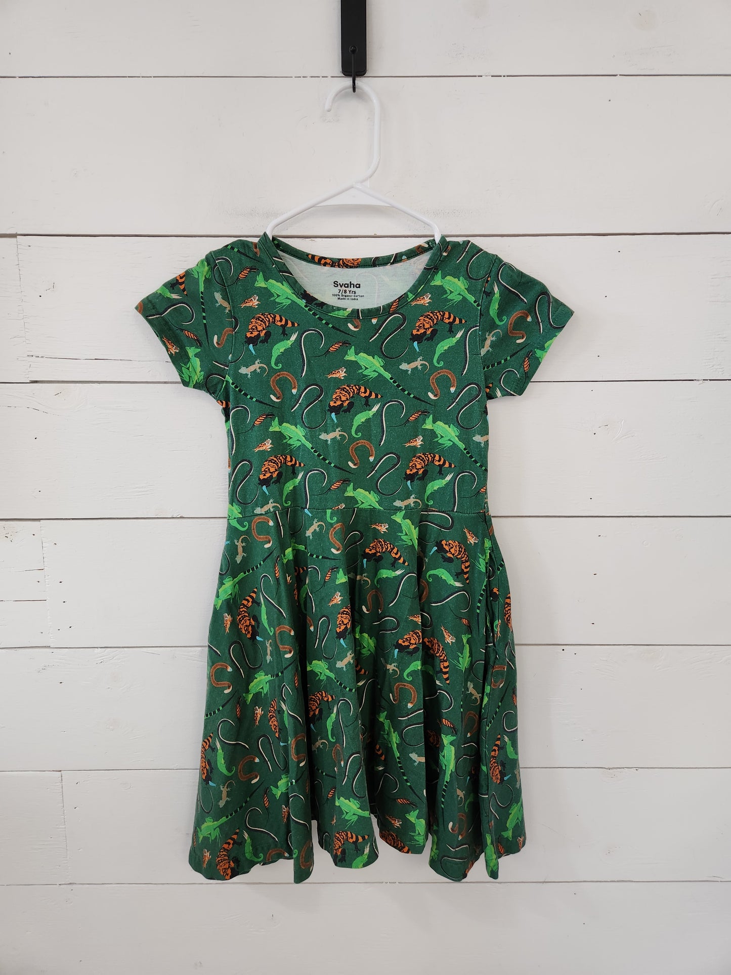 Size 7-8 | Svaha Green Reptile Twirl Dress