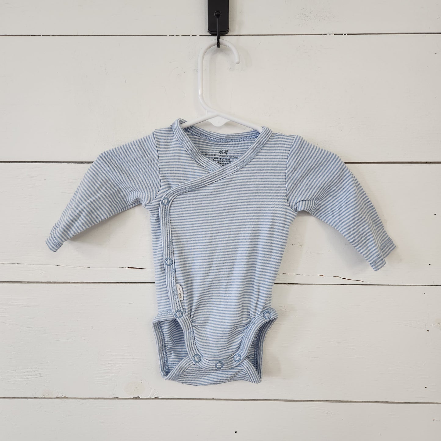 Size NB | H&M Blue Striped Wrap Bodysuit