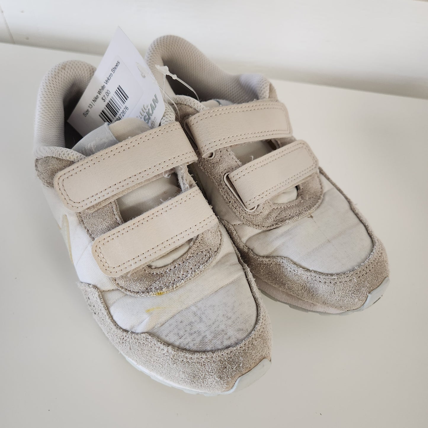 Size 13 | Nike White Velcro Shoes *stains