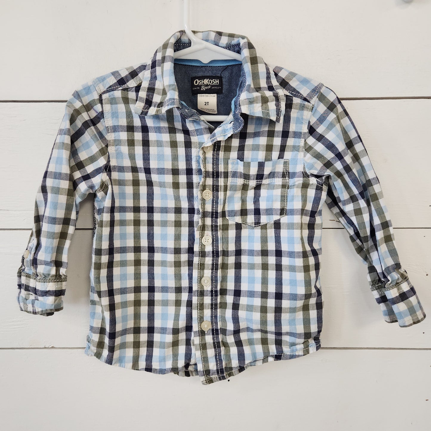 Size 2t | Osh Kosh Plaid Buttondown *stain
