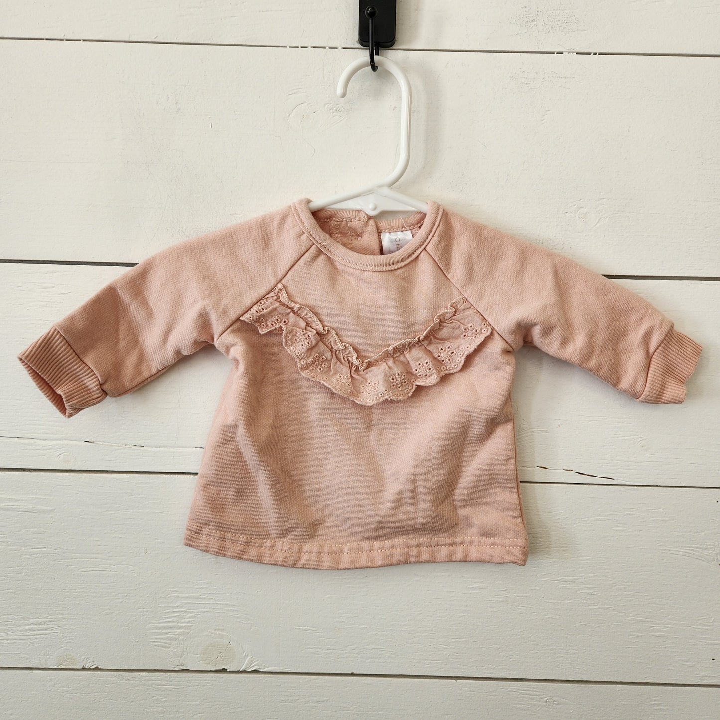 Size 0-3m | Chickpea Lace Ruffle Crew Shirt