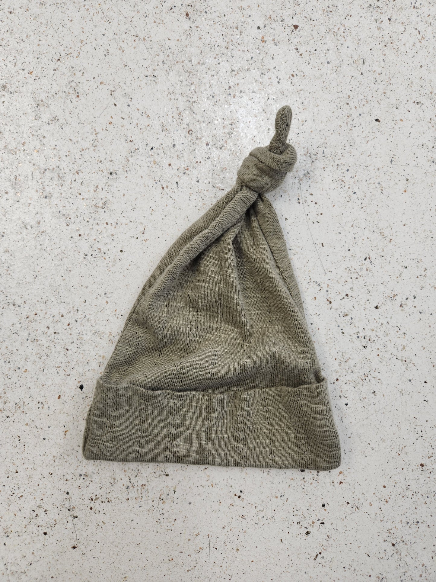 Size NB | Kate Quinn Green Top Knot Hat