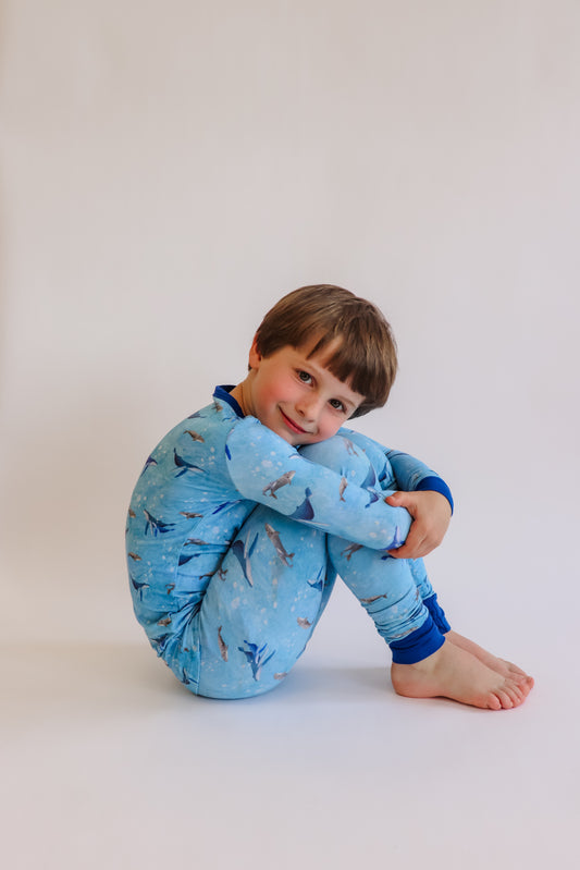 Long Sleeve Pajama Set by Little Alaskan | Whale Watching Season