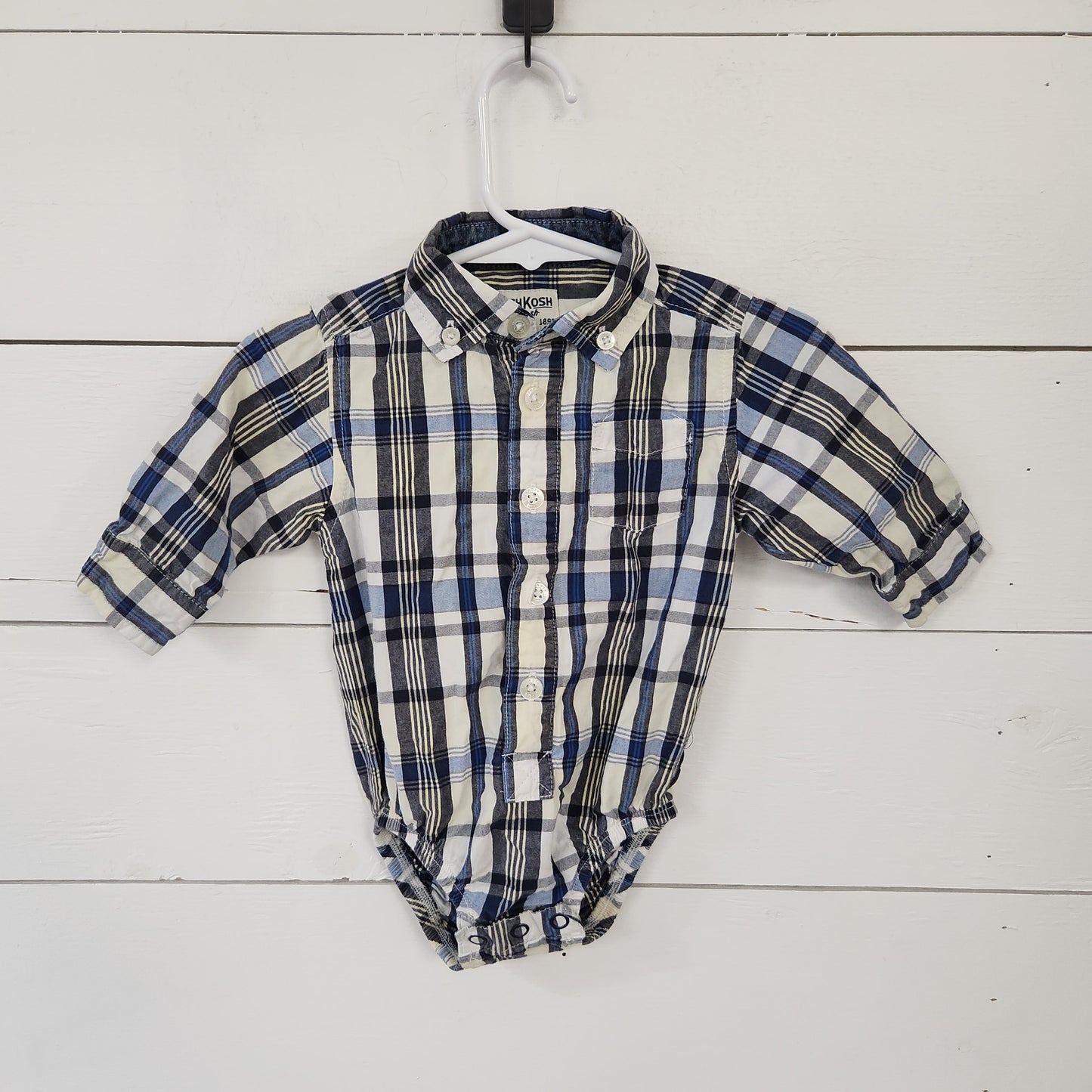Size 6m | Oshkosh Plaid Button Down Onesie