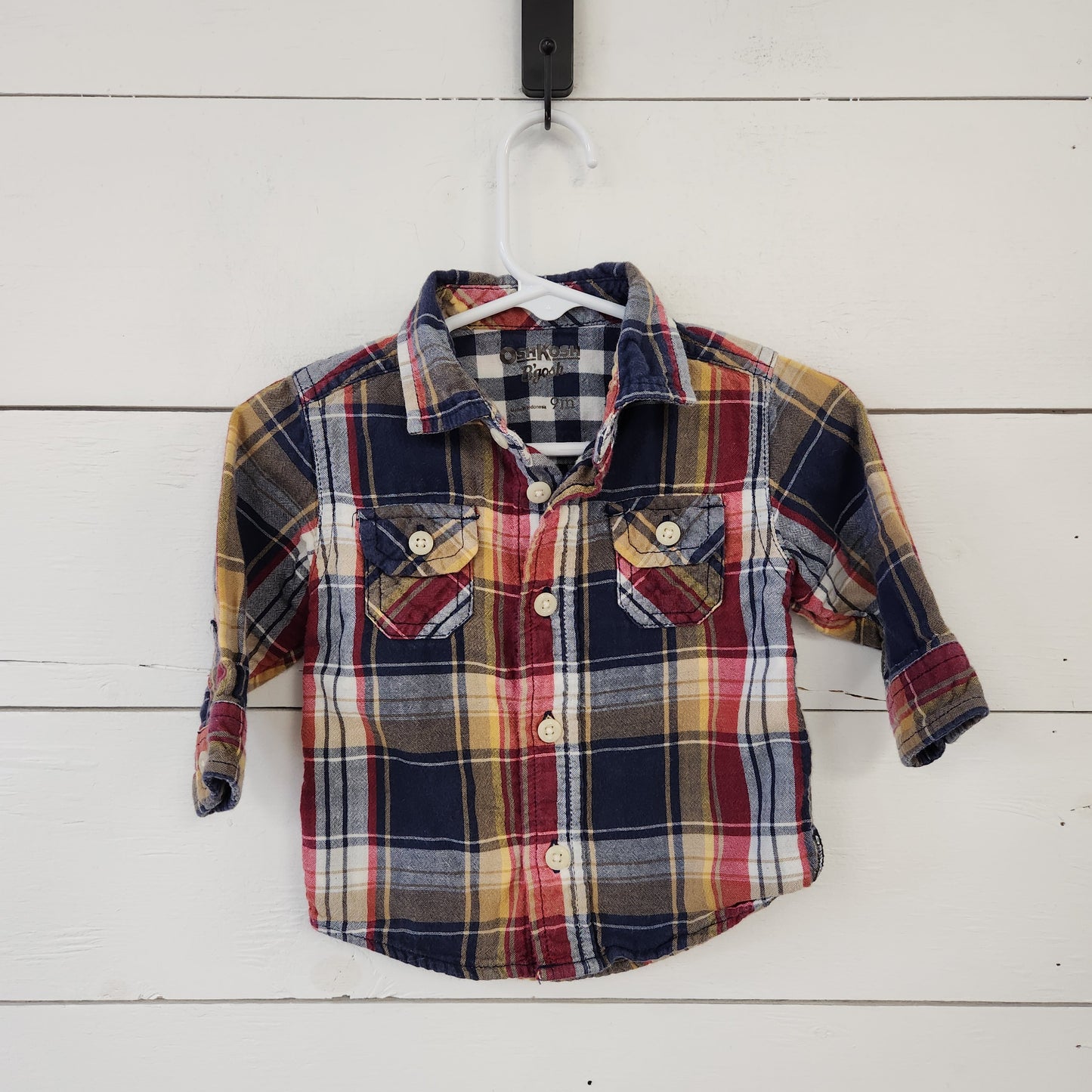 Size 9m | Osh Kosh Navy & Red Buttondown