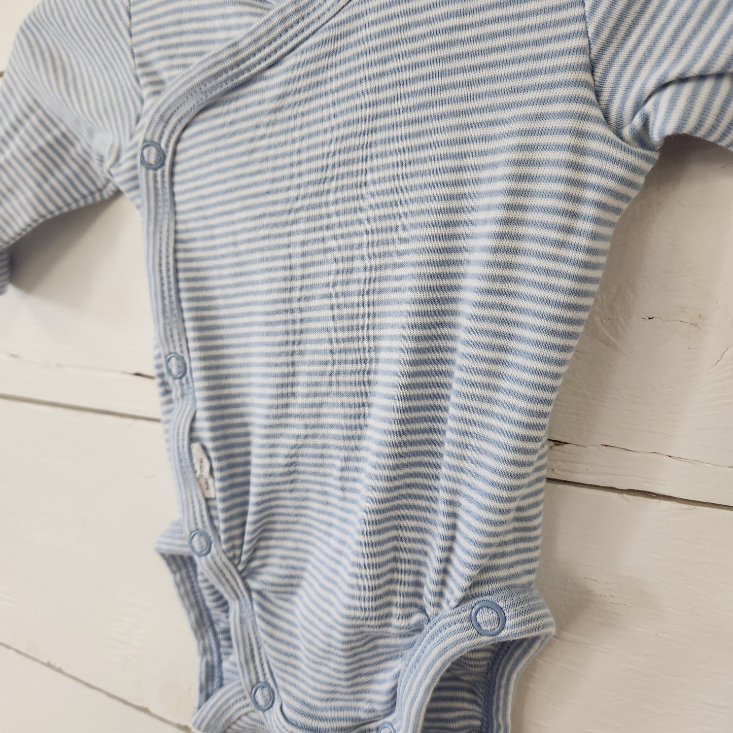 Size NB | H&M Blue Striped Wrap Bodysuit