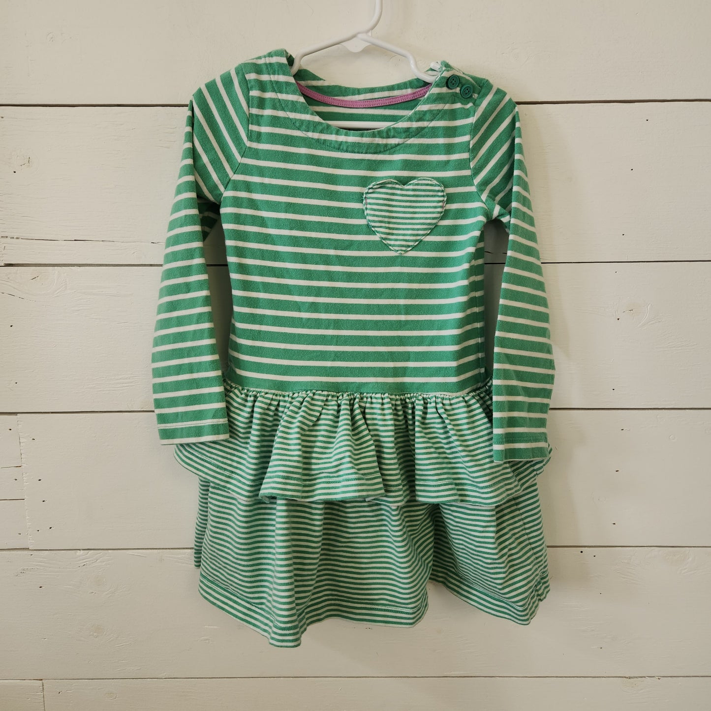 Size 3-4t | Mini Boden Green Striped Ruffle Dress
