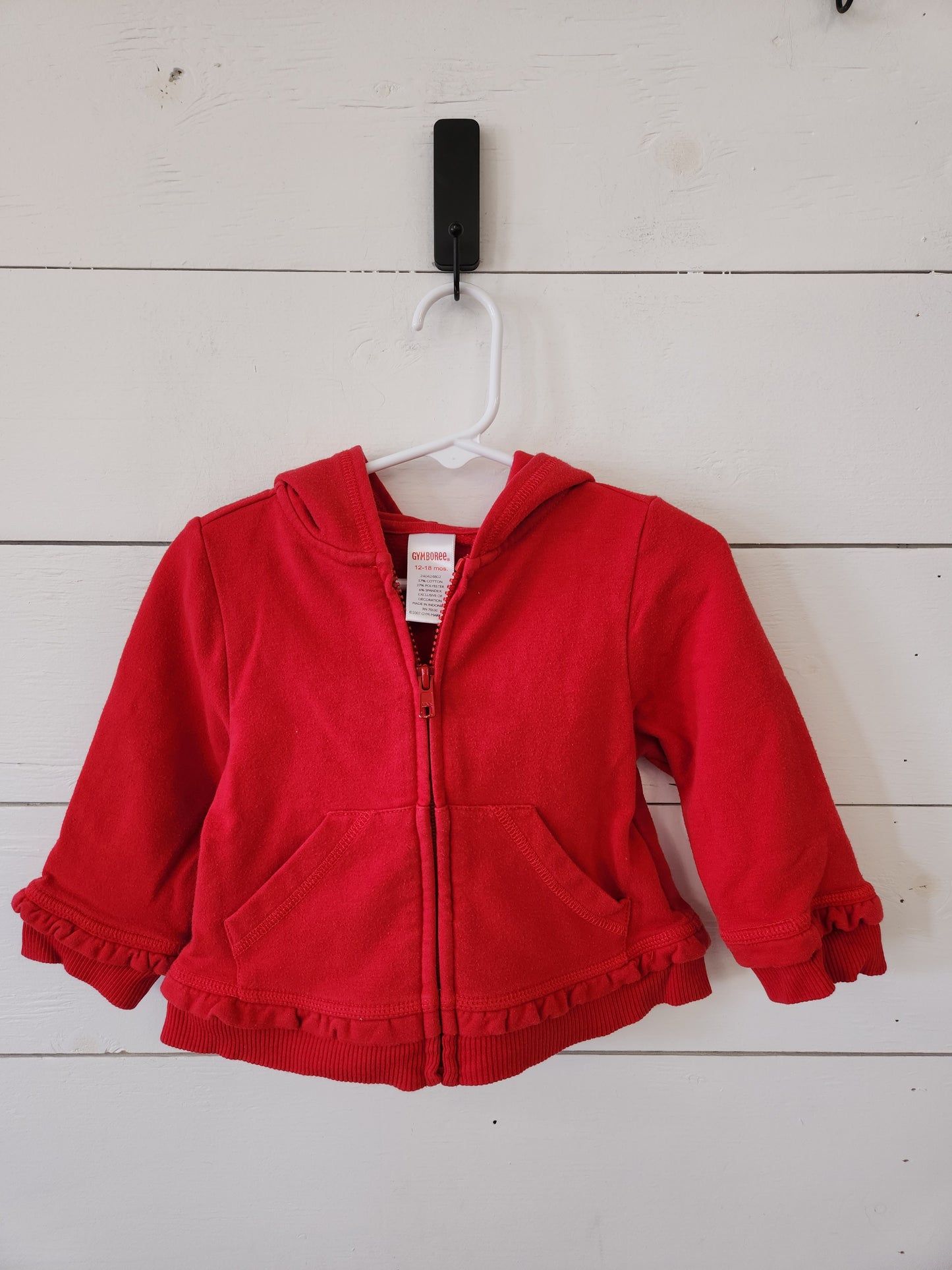 Size 12-18m | Gymboree Red Ruffle Zip Up Hoodie