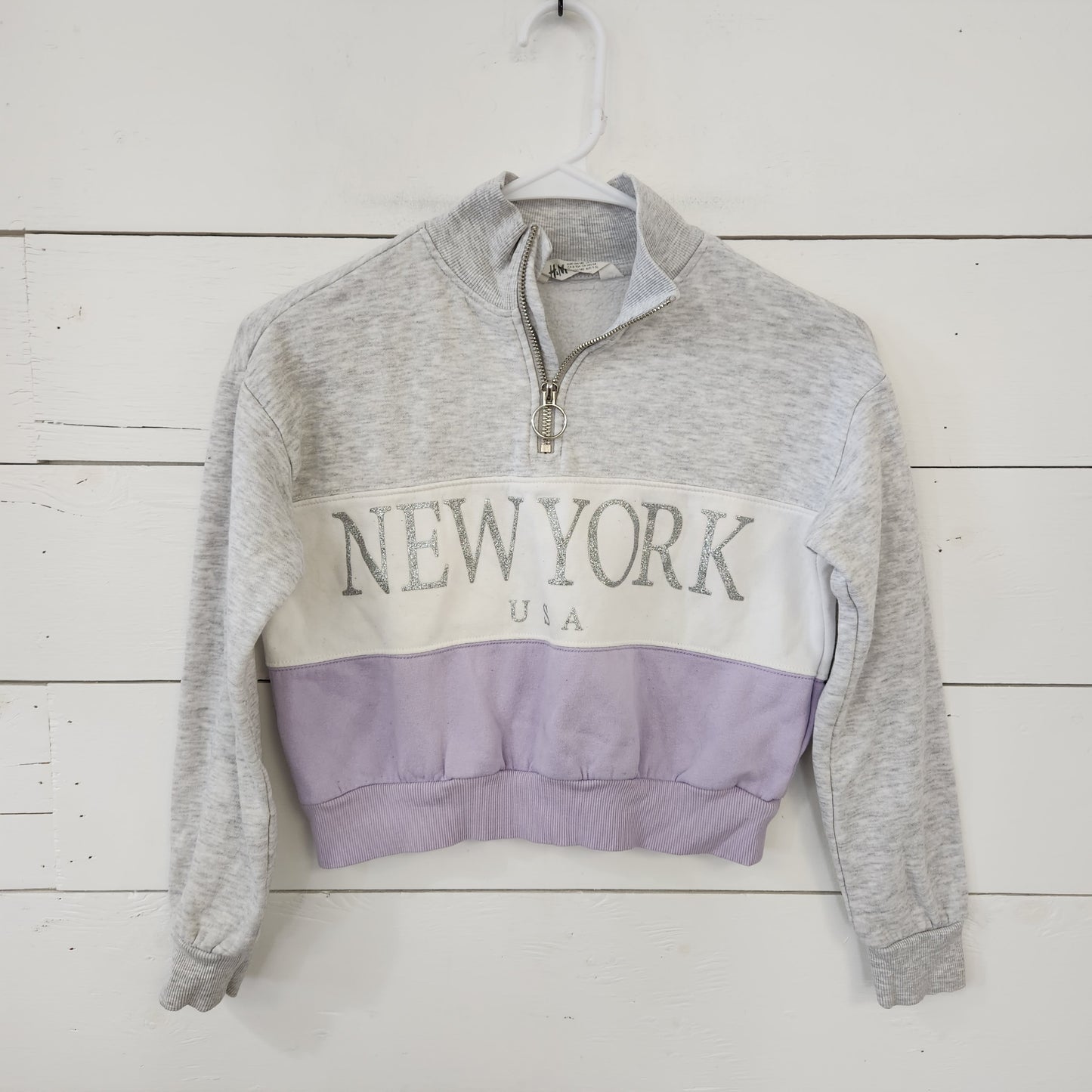 Size 8-10 | H&M New York Crop 1/4 Zip Sweater