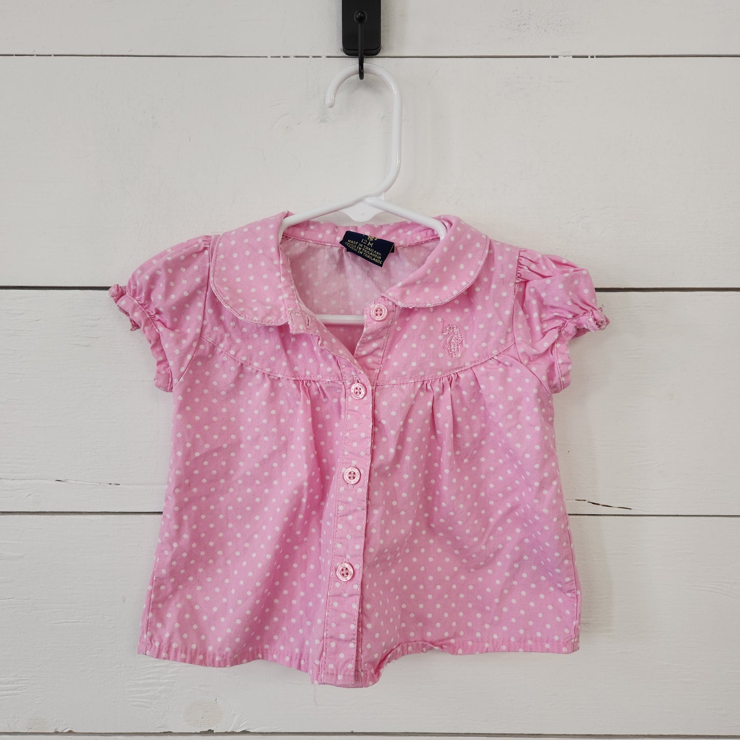Size 12m | Polo Pink Polka Dot Collared Shirt