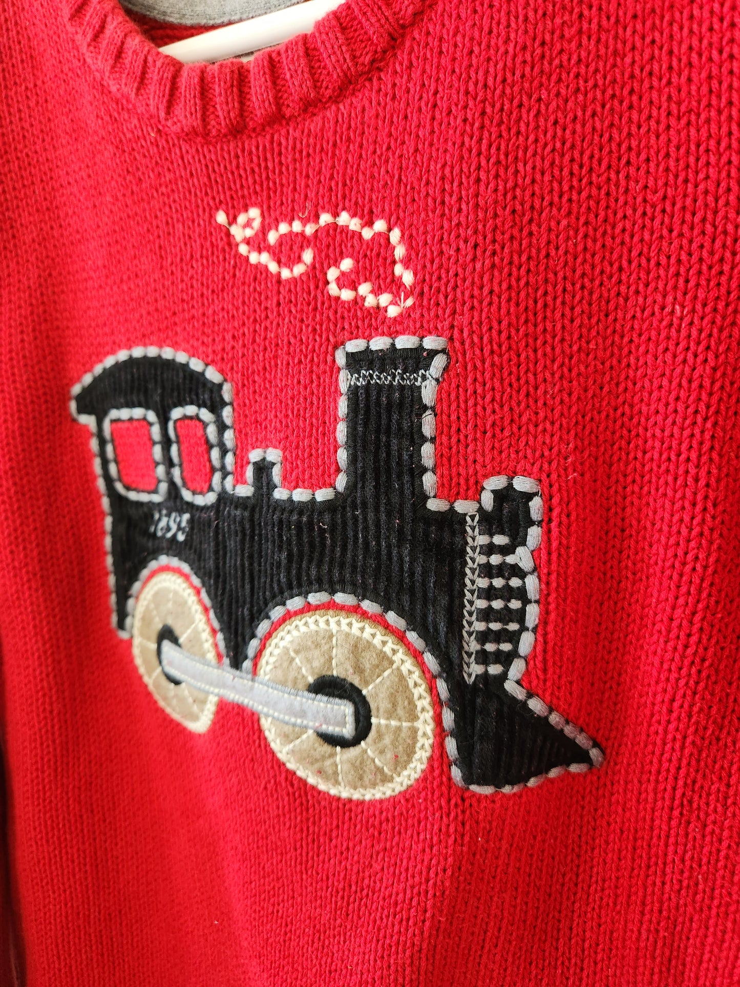 Size 5 | Osh Kosh Embroidered Train Knit Red Sweater
