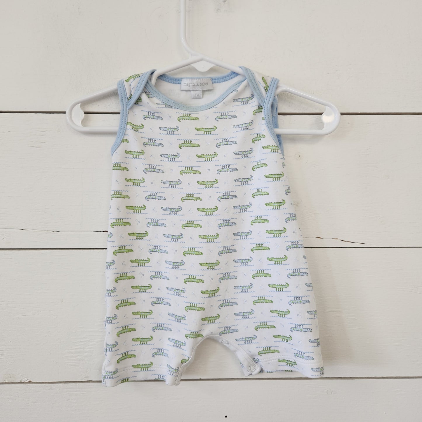 Size 3m | Magnolia Baby Alligator Shortie Tank Romper