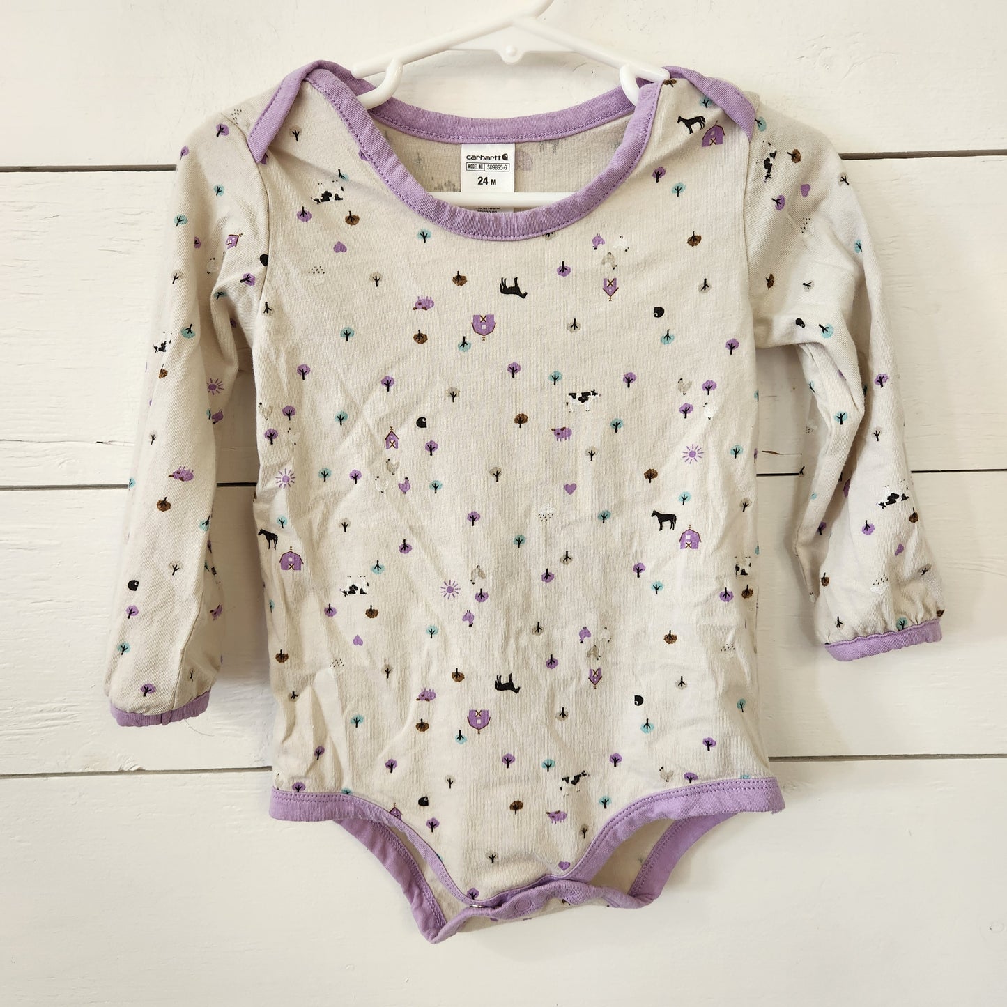 Size 24m | Carhartt Purple Farm Bodysuit