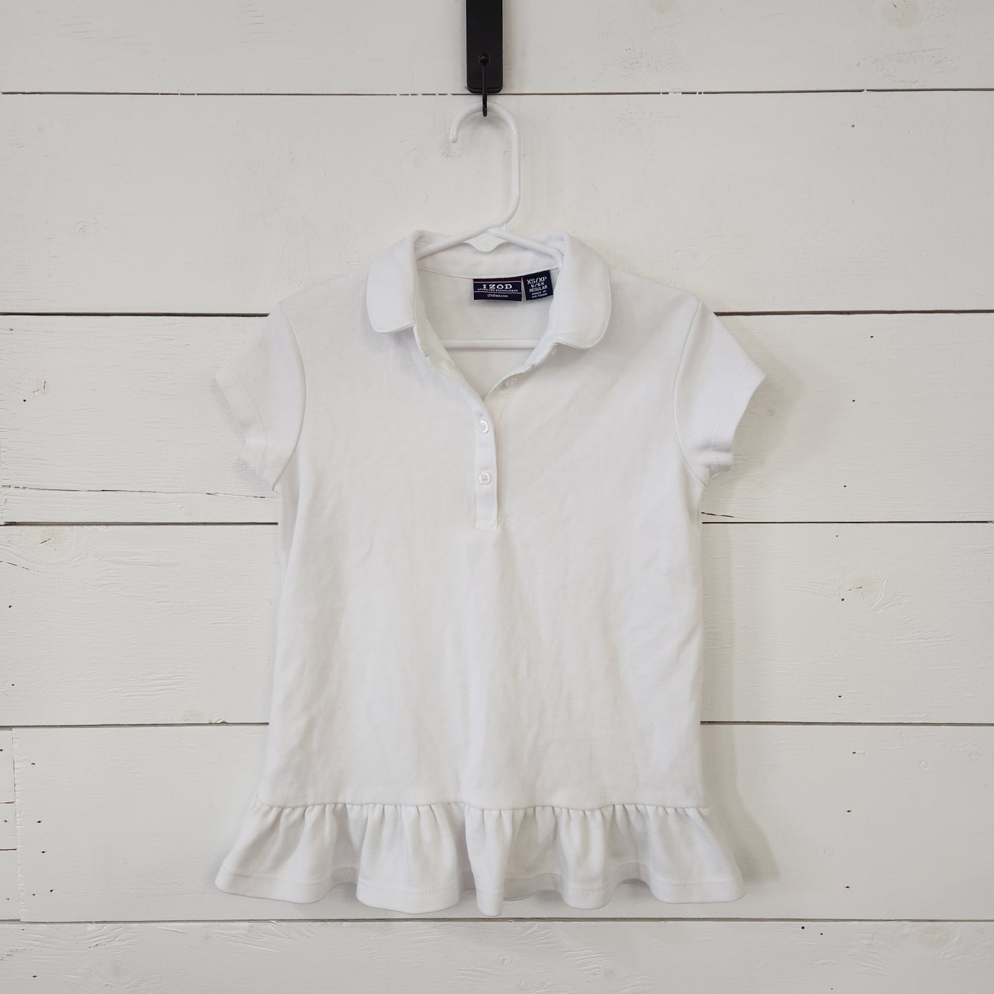Size 6 | Izod White Collared Ruffle Detailed Shirt