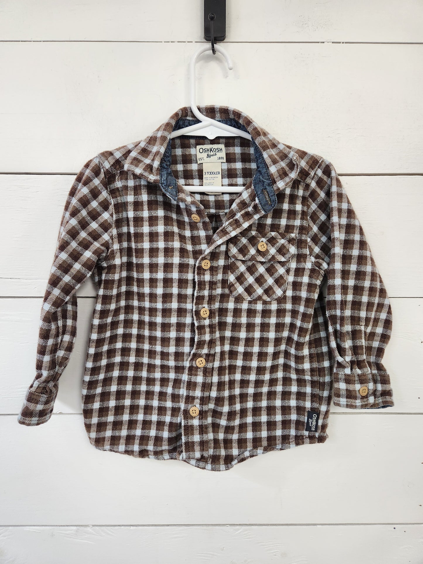 Size 3t | Oshkosh Brown Plaid Button Down Shirt