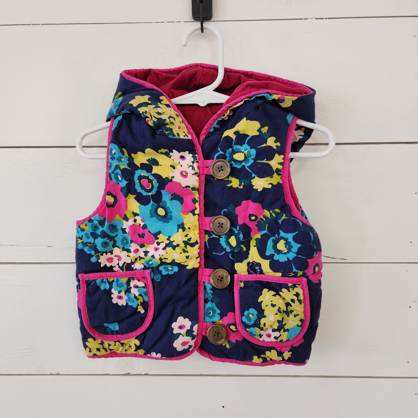 Size 6m | Floral & Corduroy Reversible Vest