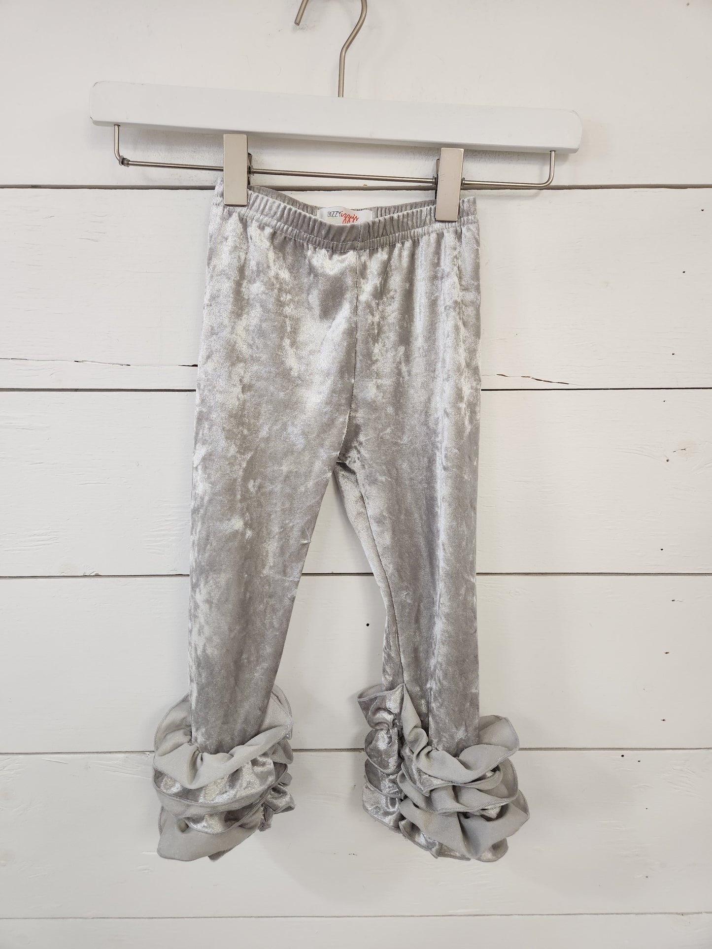Size 2t | Bizzy Izzy Grey Velvet Ruffle Pants