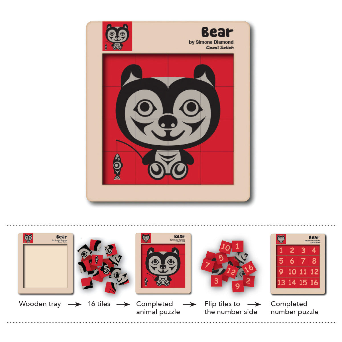 Wooden Tile Puzzle | Bear