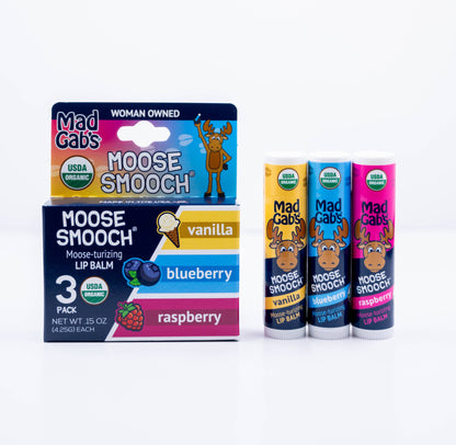 Mad Gab's - 3PK Organic Moose Smooch Lip Balm Peg