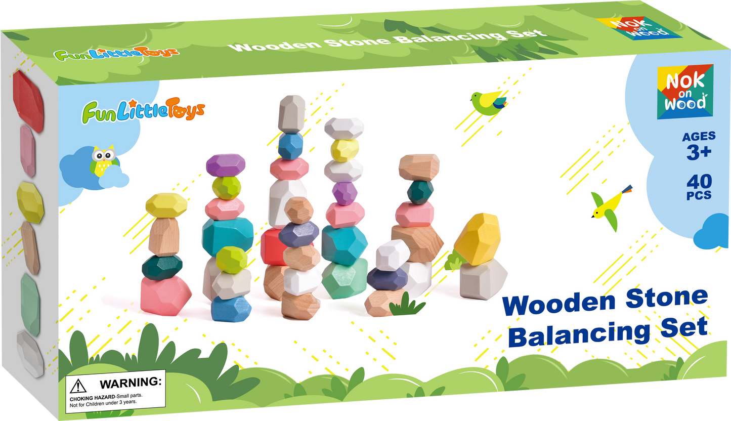 Montessori-inspired Wooden Balancing Stacking Rocks Toy