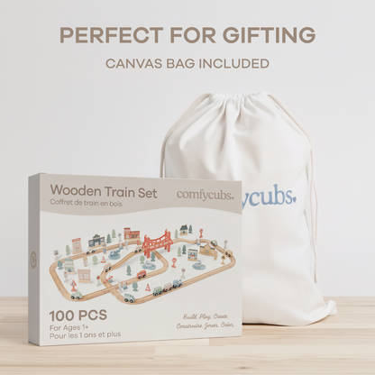 100-PC Wooden Train Set