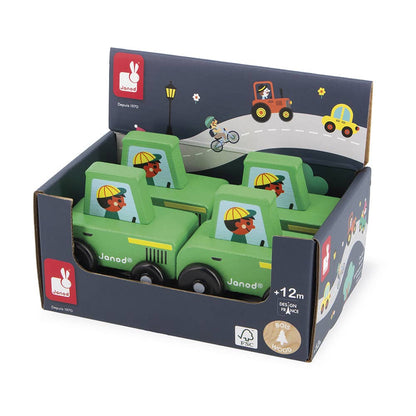 Janod - Crossroads Countryside Green Tractor Display x4