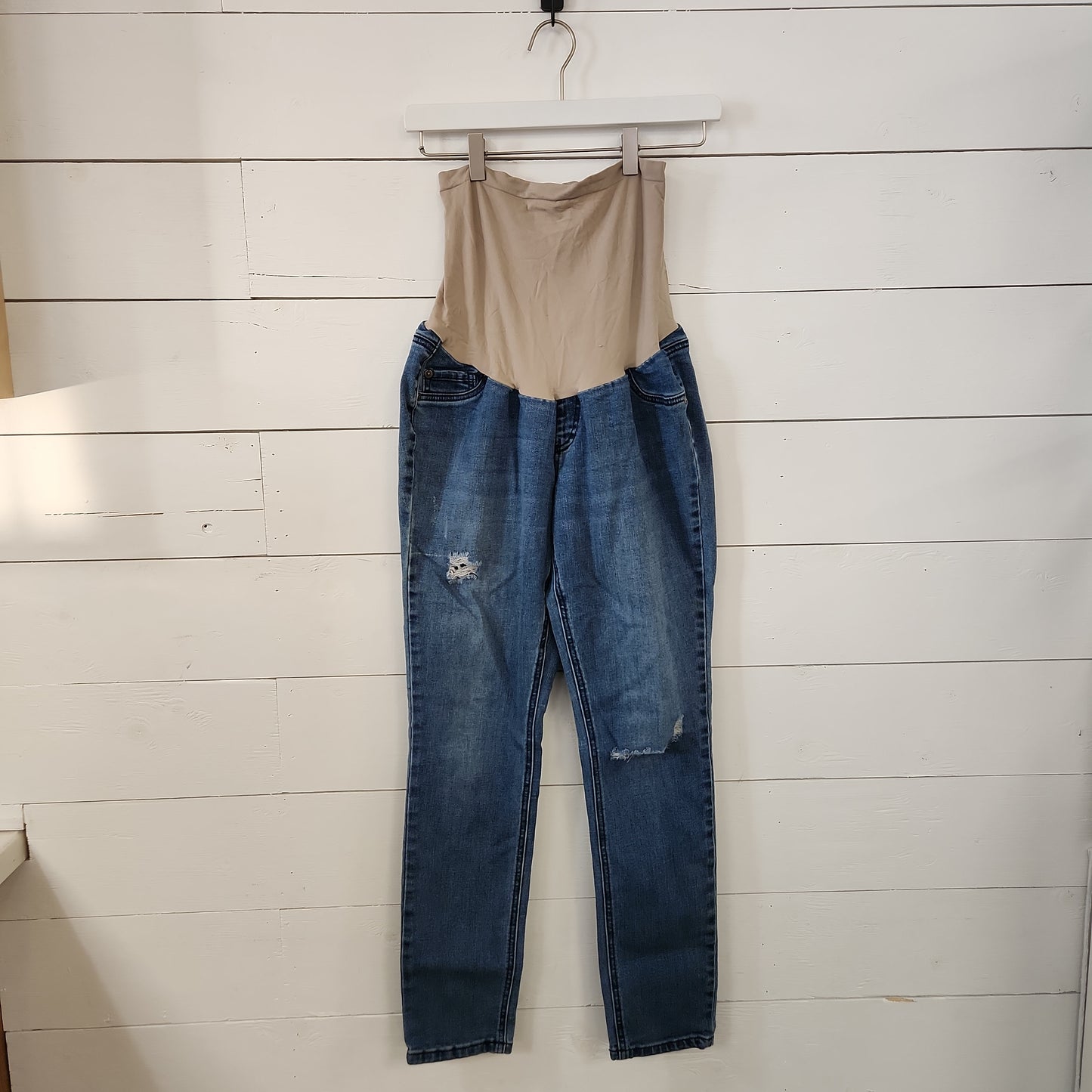 Size XL | Indigo Blue Distressed Maternity Jeans | Secondhand